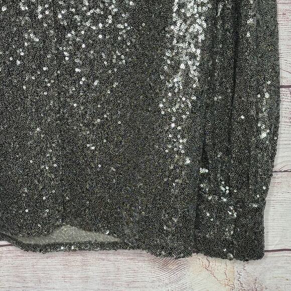 Anthropologie Sunday in Brooklyn Luna Silver Sequined Top Size Medium New - Picture 7 of 13